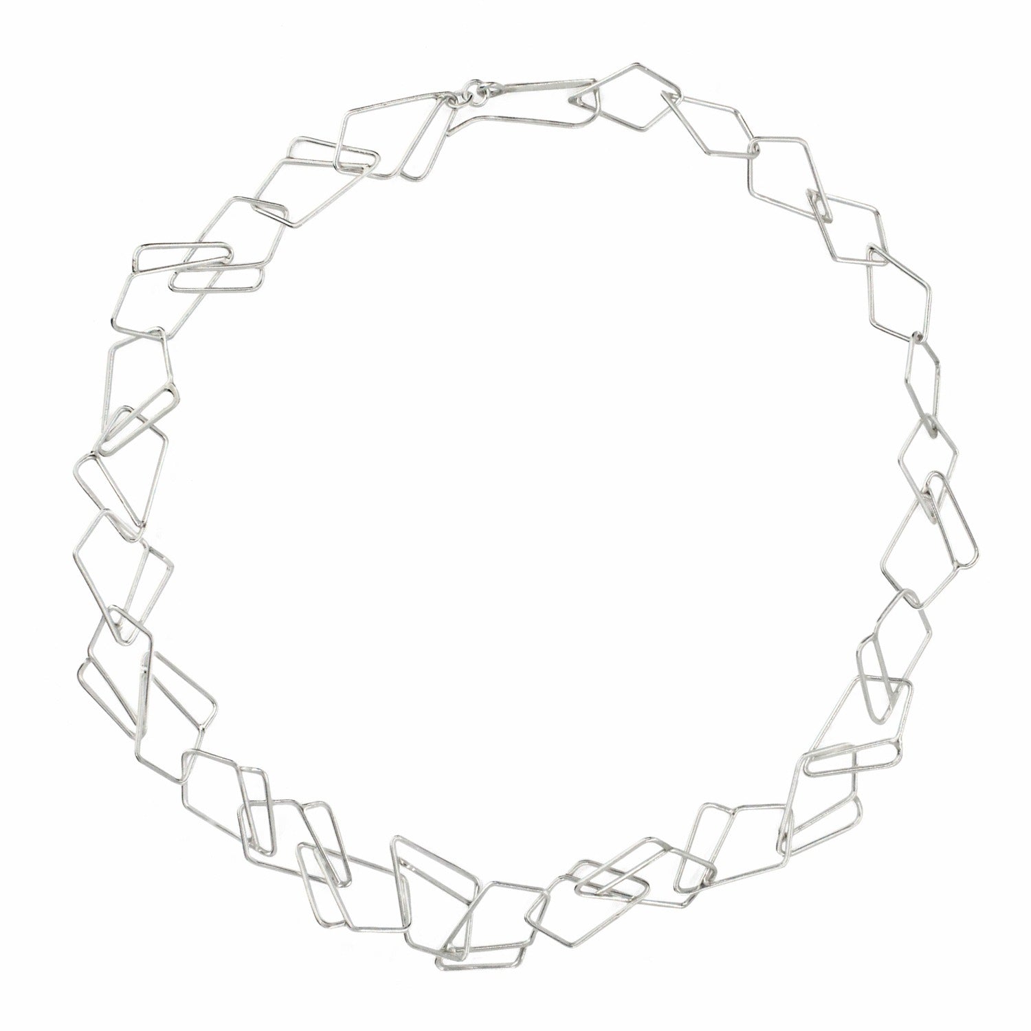 Contemporary Diamond Chain Link Necklace Handcrafted by Cindy Liebel Jewelry Charcoal Silver