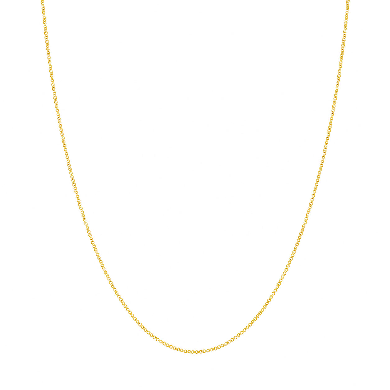 A delicate yellow gold chain necklace shown against a plain white background.