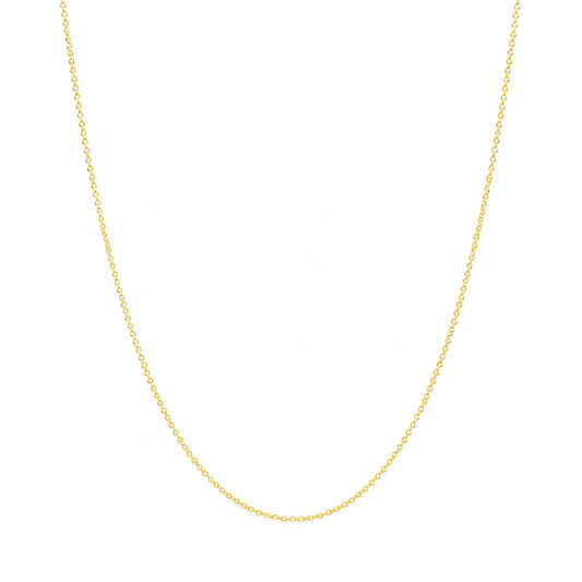 A delicate yellow gold chain necklace shown against a plain white background.