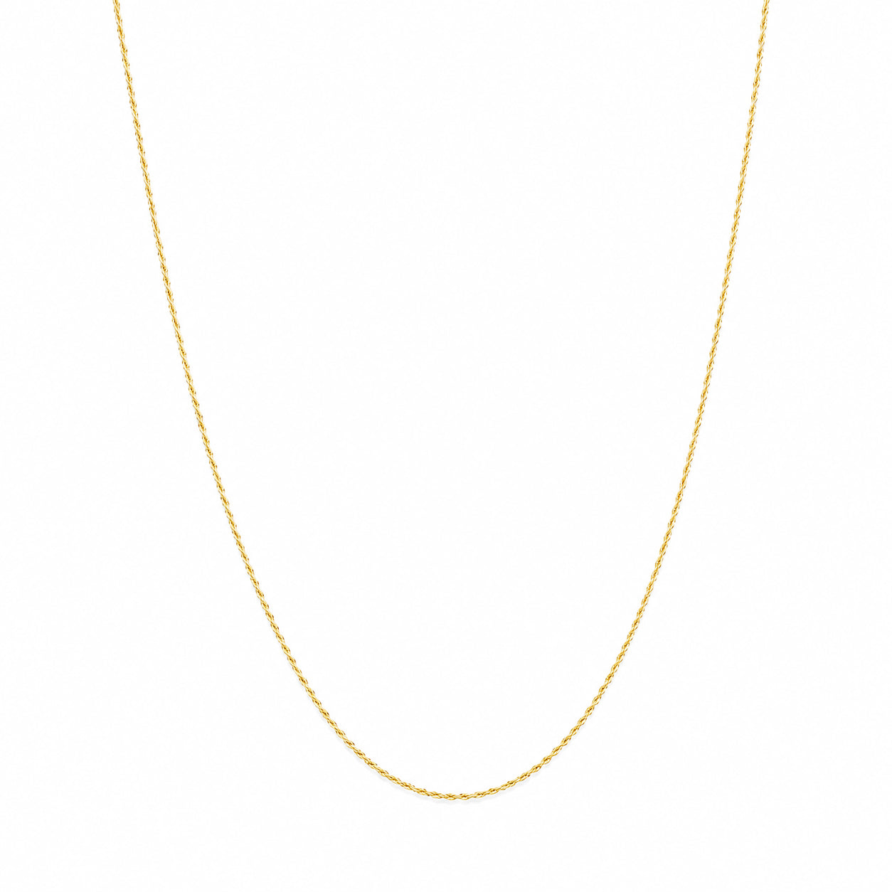 A delicate yellow gold chain necklace shown against a plain white background.