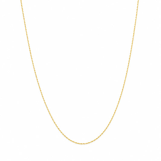 A delicate yellow gold chain necklace shown against a plain white background.