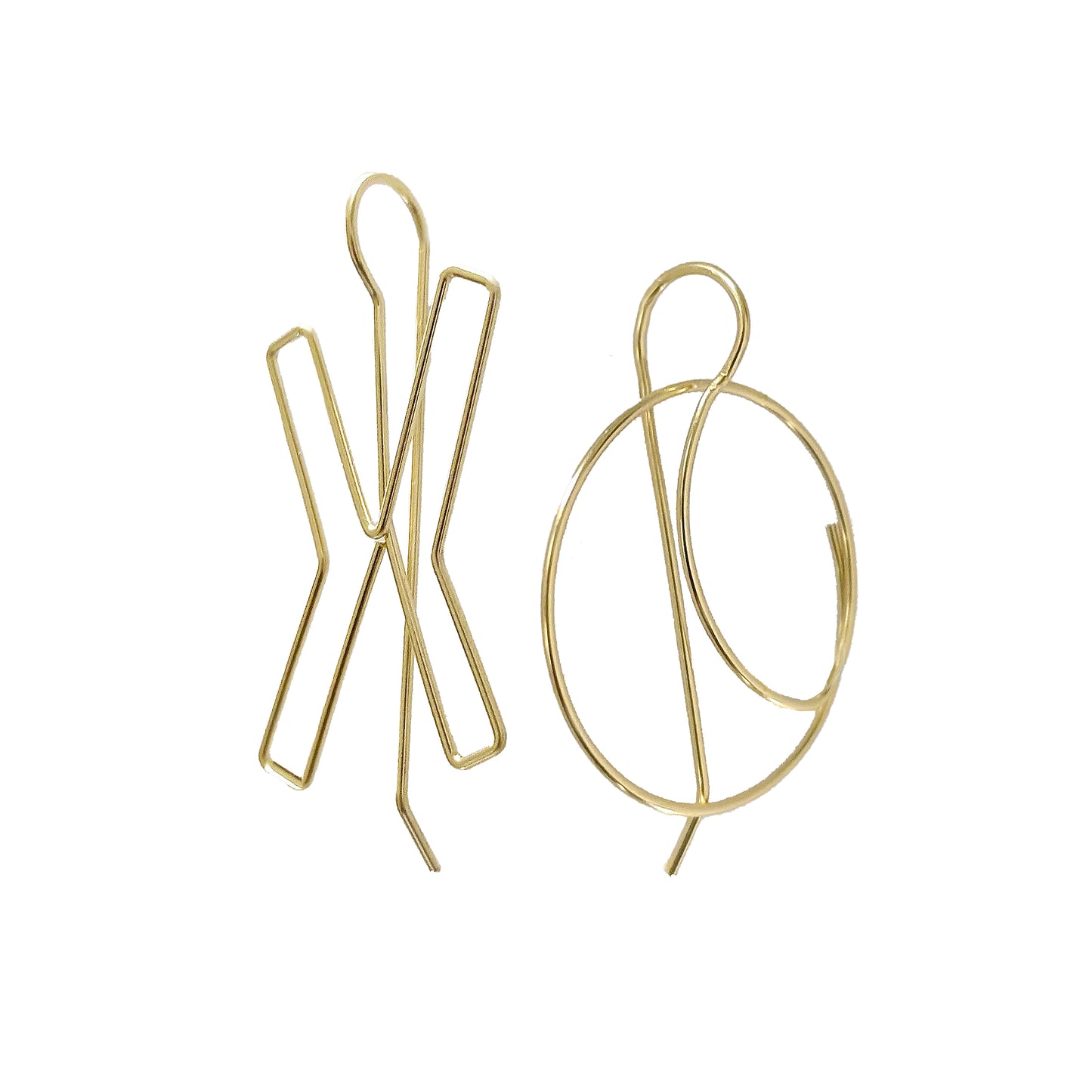 14K gold wire XO earrings