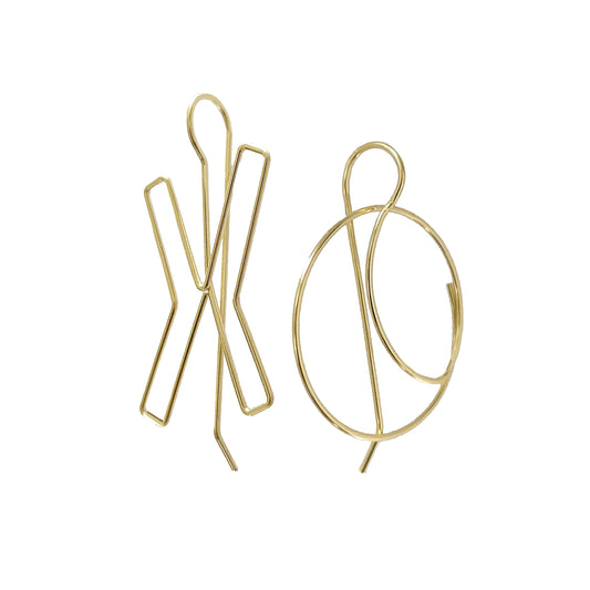 14K gold wire XO earrings