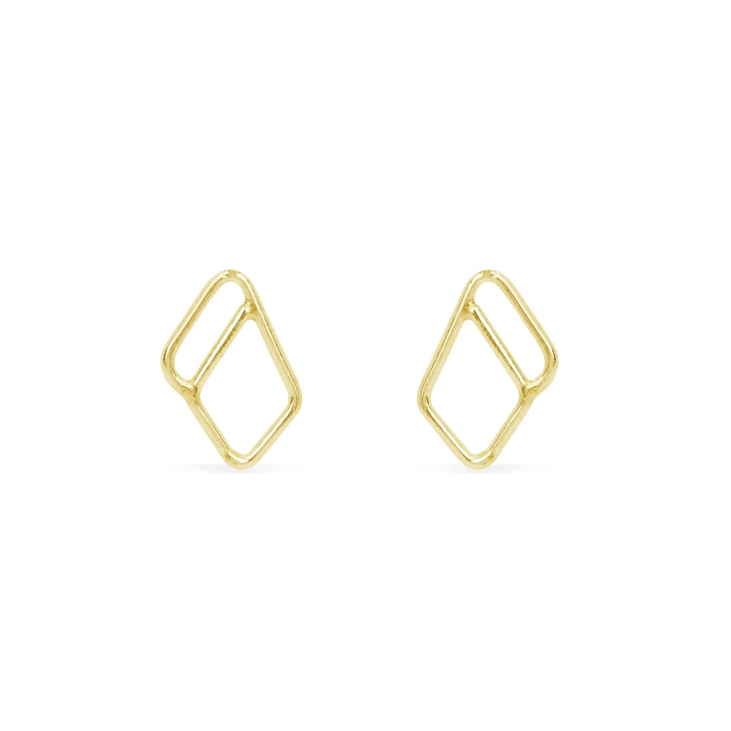 asymmetrical diamond halo stud earrings in 14K gold