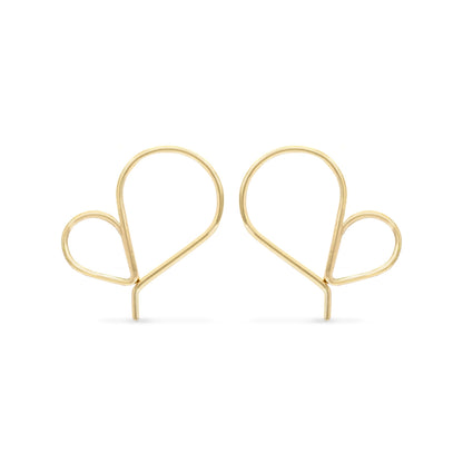 Dainty threader heart hoop earrings in gold