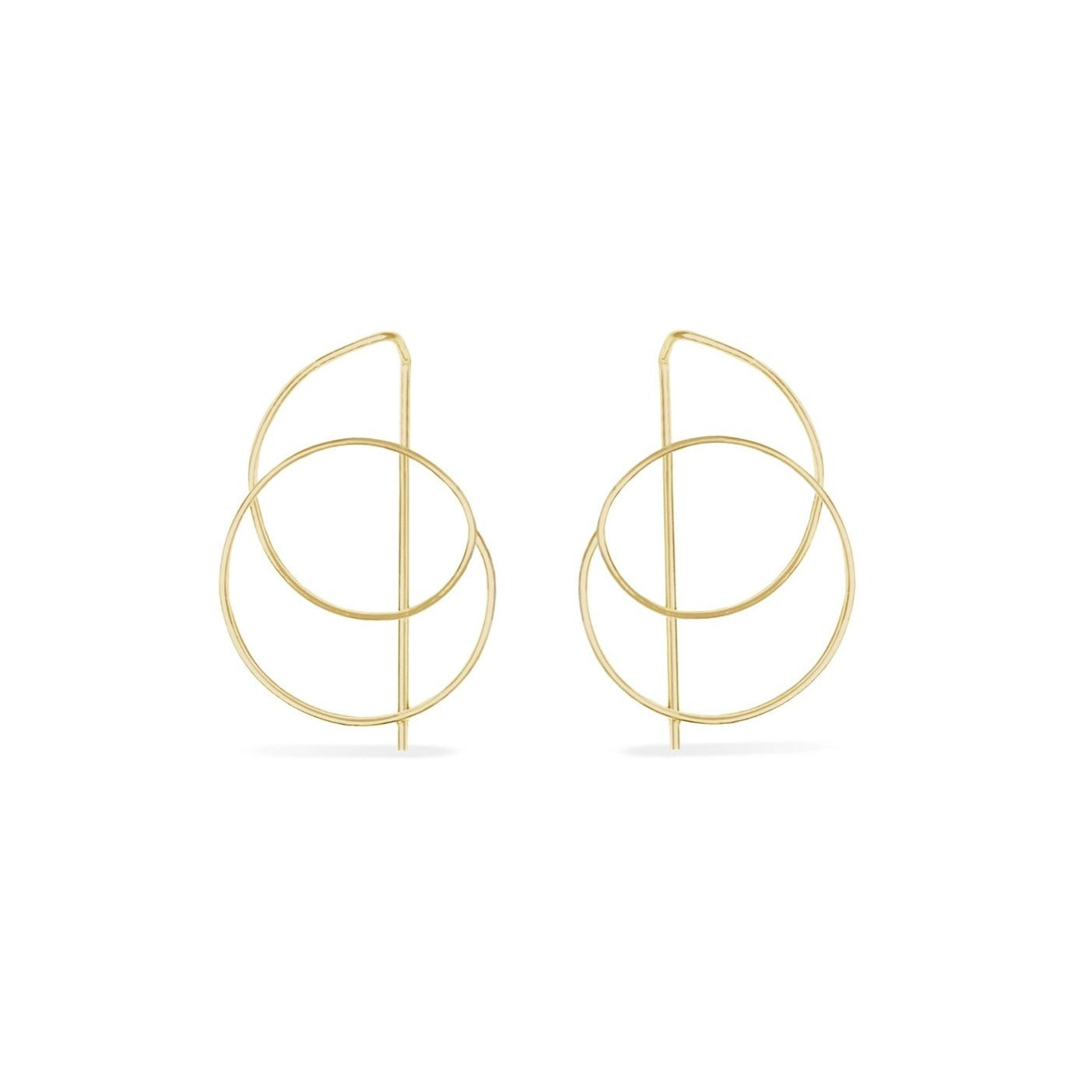 Gold spiral threader hoop earrings