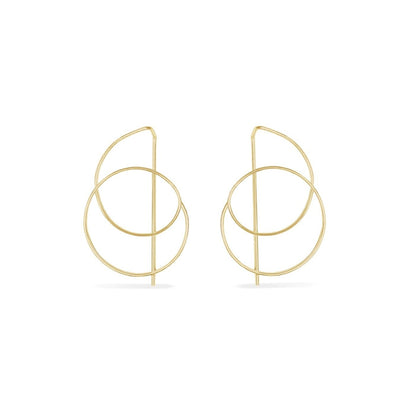 Gold spiral threader hoop earrings
