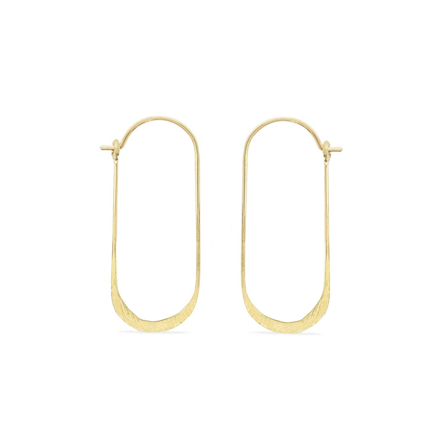 delicate gold oval hammered hoop earrings