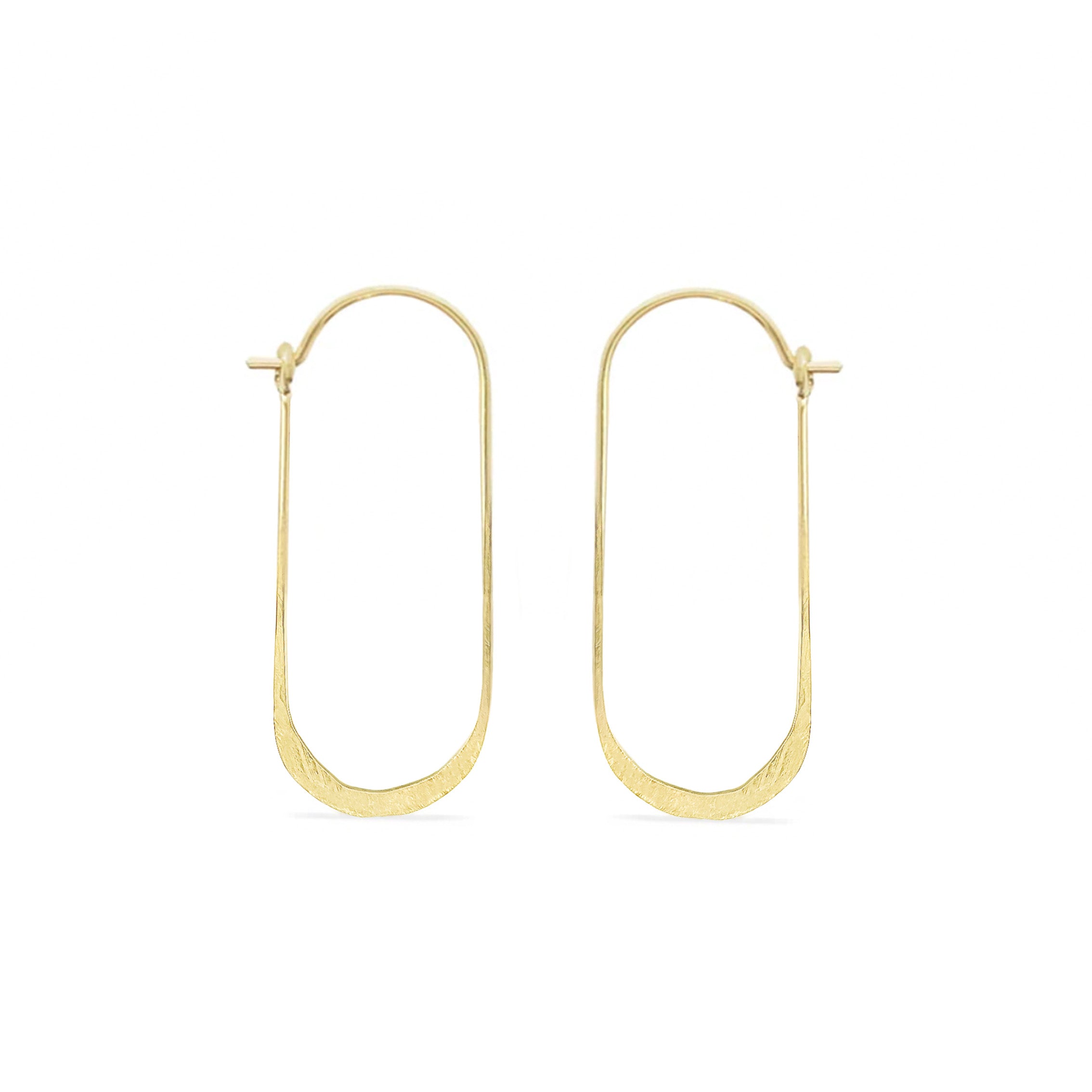 delicate gold oval hammered hoop earrings