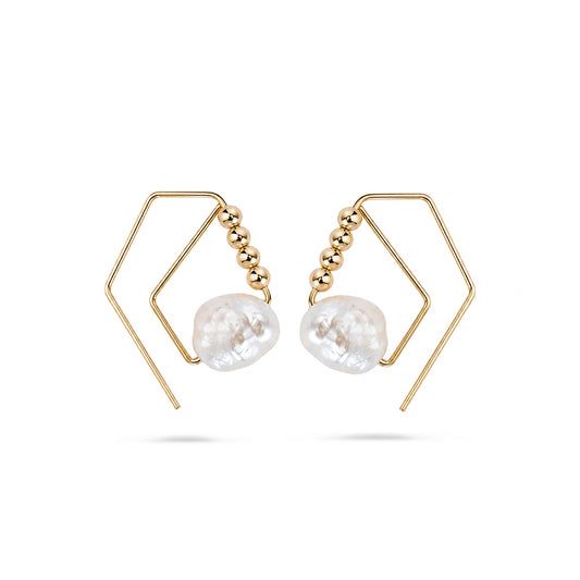 14K Brea Pearl Hoops