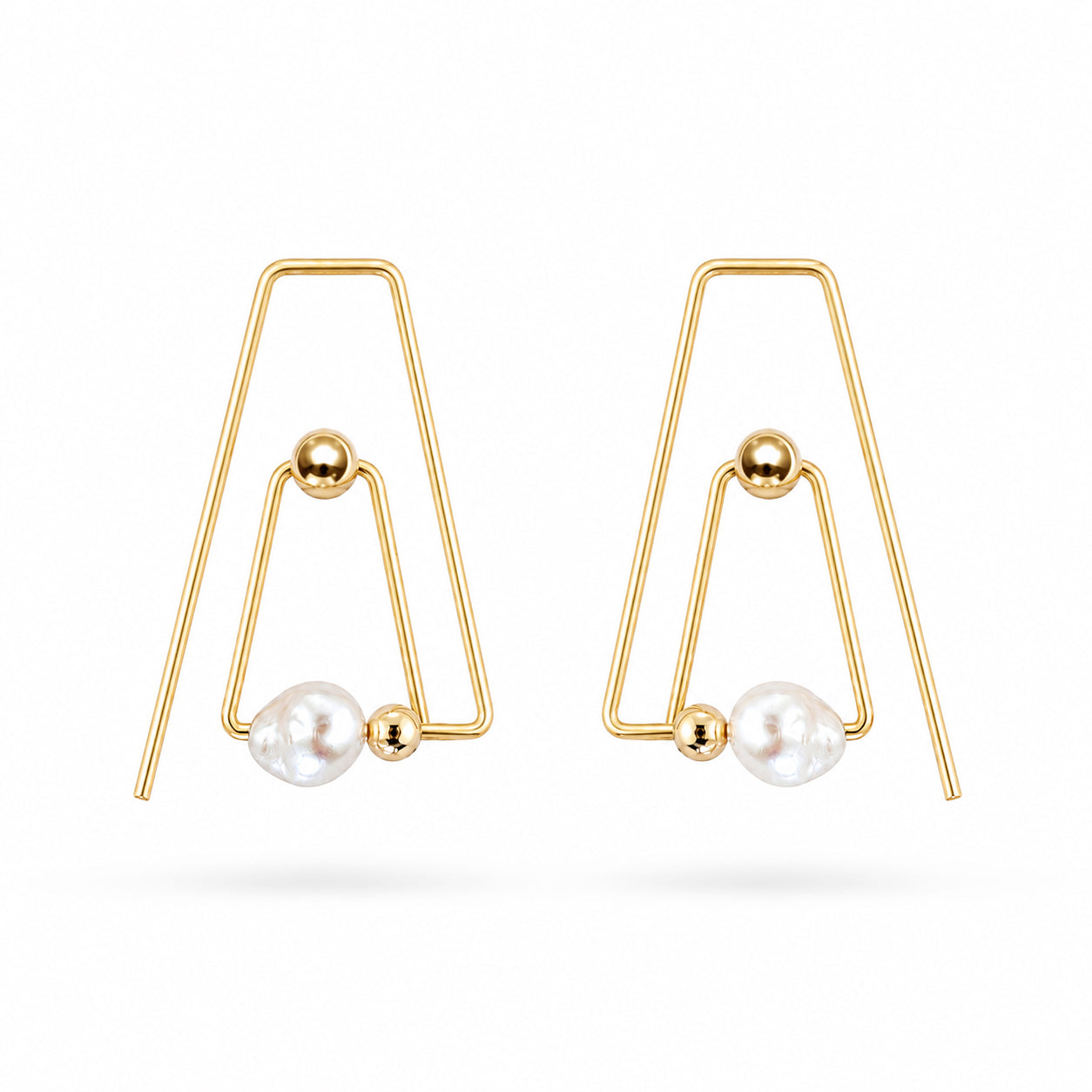 14K Flera Pearl Hoops