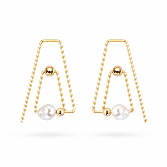 14K Flera Pearl Hoops