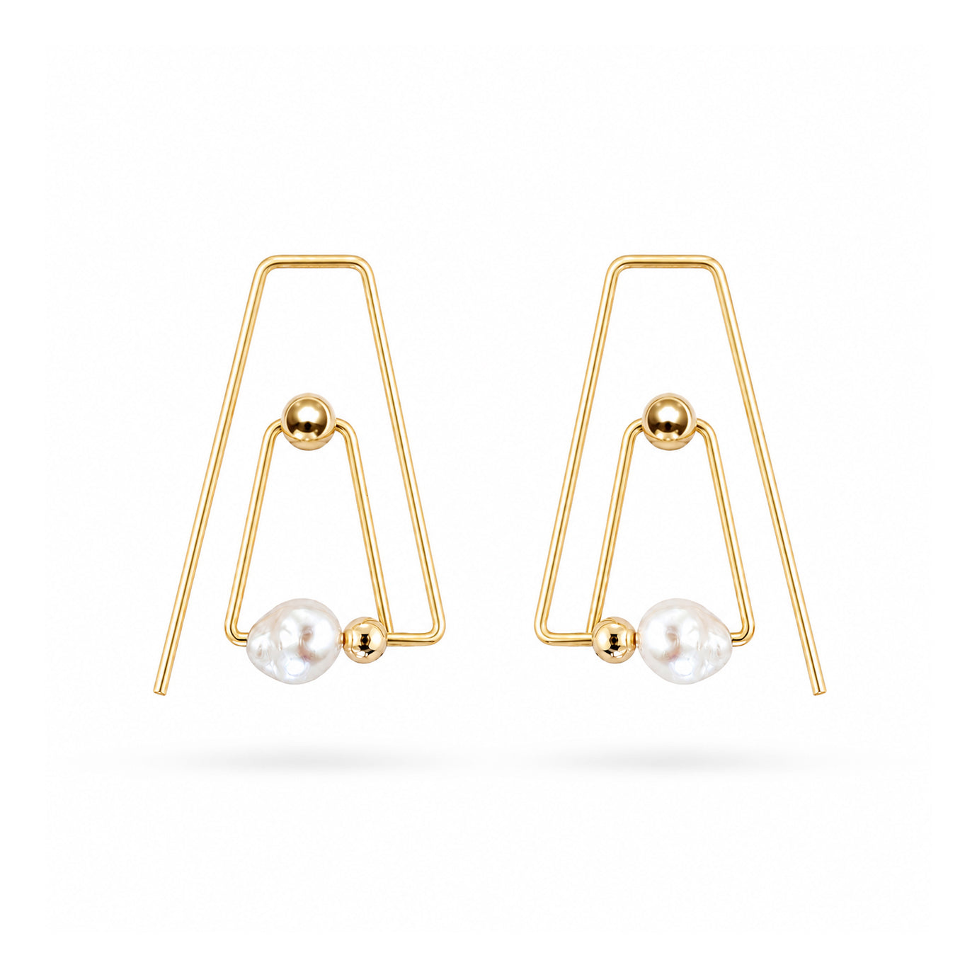14K Flera Pearl Hoops