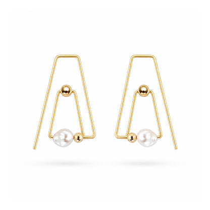 14K Flera Pearl Hoops