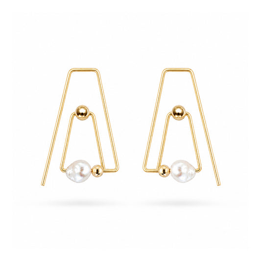 14K Flera Pearl Hoops