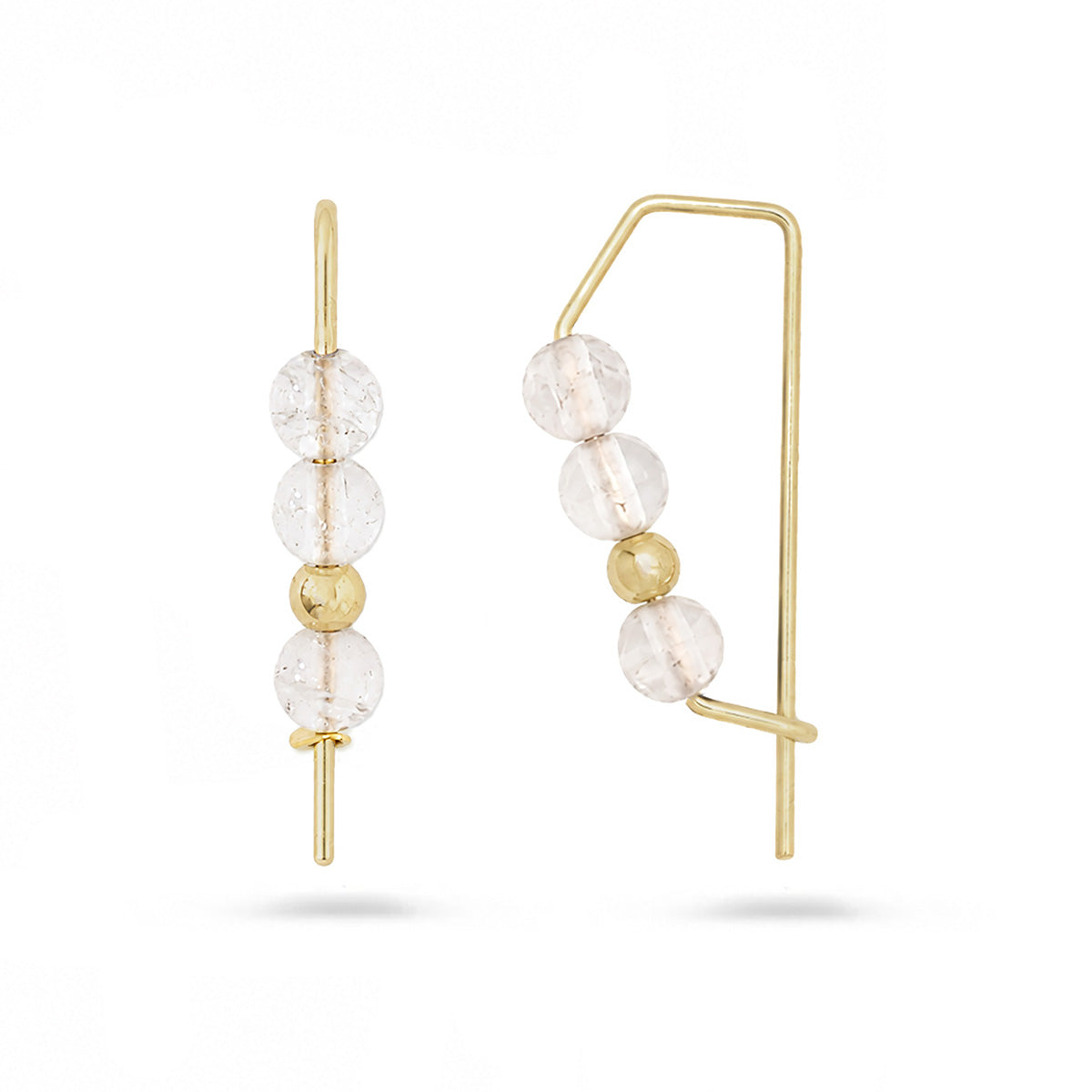 14K Axiom Rose Quartz Hoops