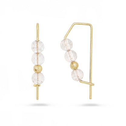 14K Axiom Rose Quartz Hoops