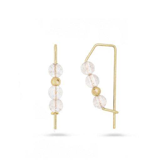14K Axiom Rose Quartz Hoops