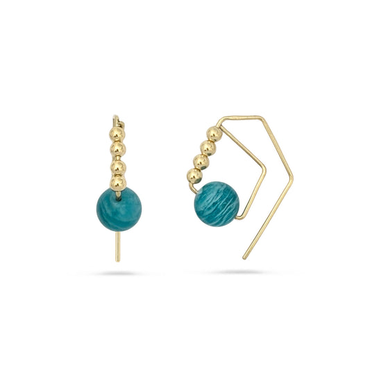 14K Brea Teal Amazonite Hoops