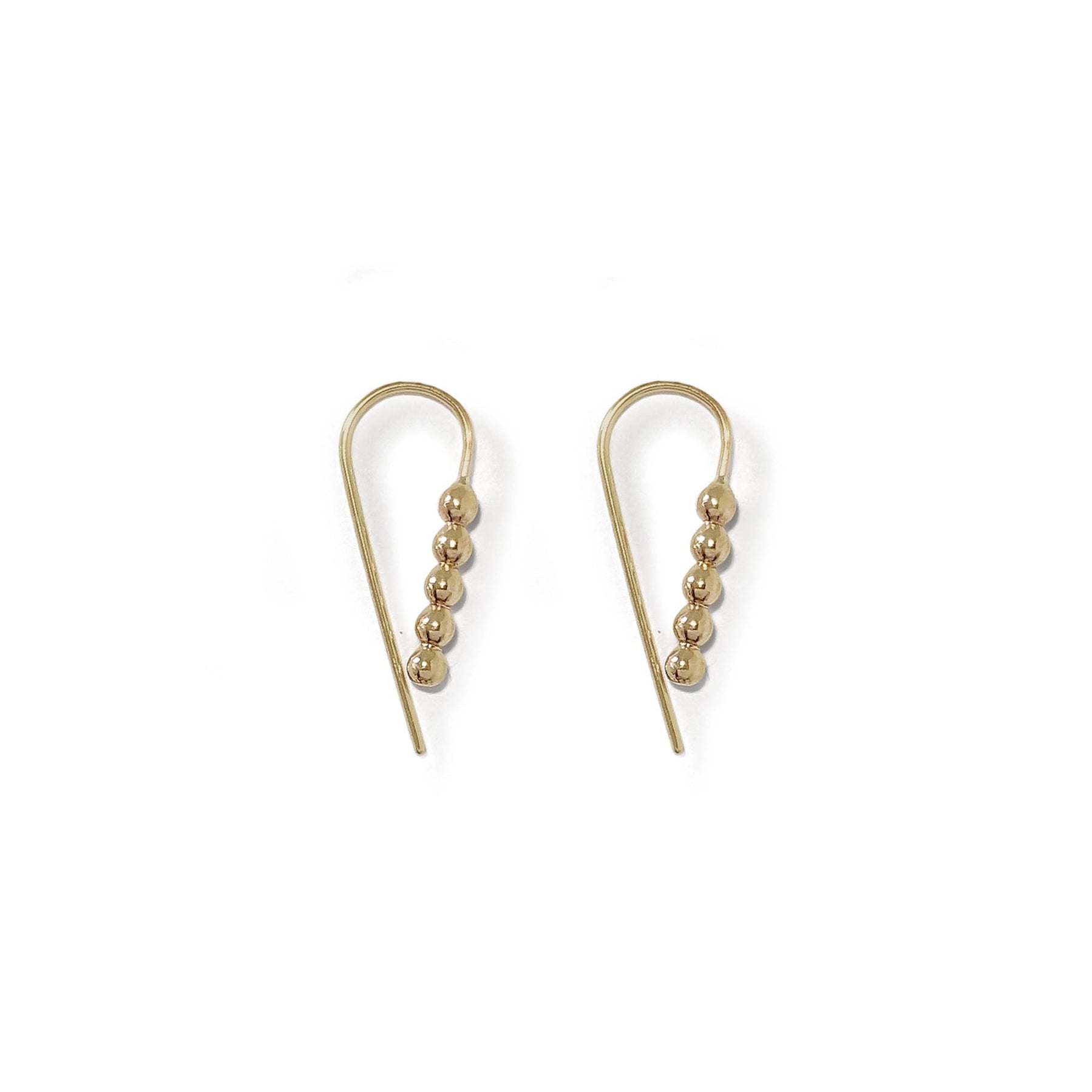 14K gold beaded teardrop hoop earrings