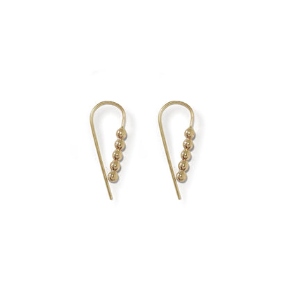 14K gold beaded teardrop hoop earrings