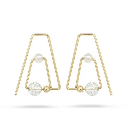 14K Flera Topaz & Rose Quartz Hoops