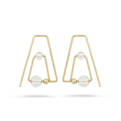 14K Flera Topaz & Rose Quartz Hoops