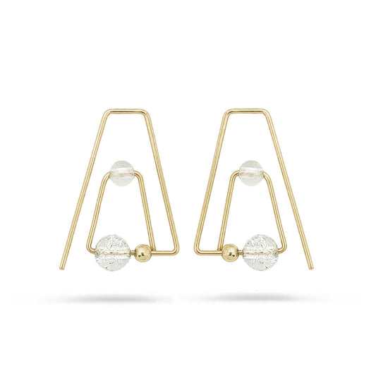 14K Flera Topaz & Rose Quartz Hoops