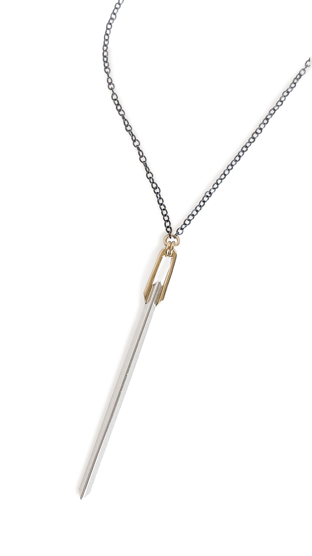 black, silver and gold bar pendant necklace