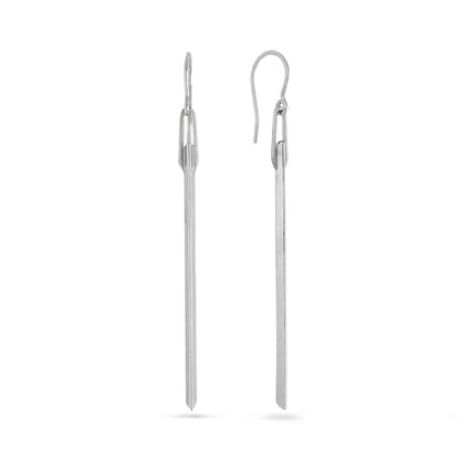 sterling silver knife edge dangle bar earrings