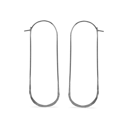 Elongated Black oval wire hoop earrings