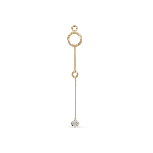 Elongated bar drop charm with moonstone in gold