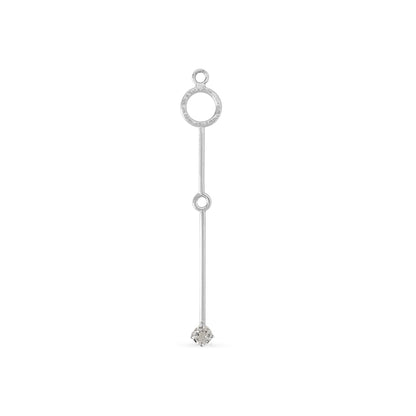 Long bar charm with faceted moonstone charm in silver