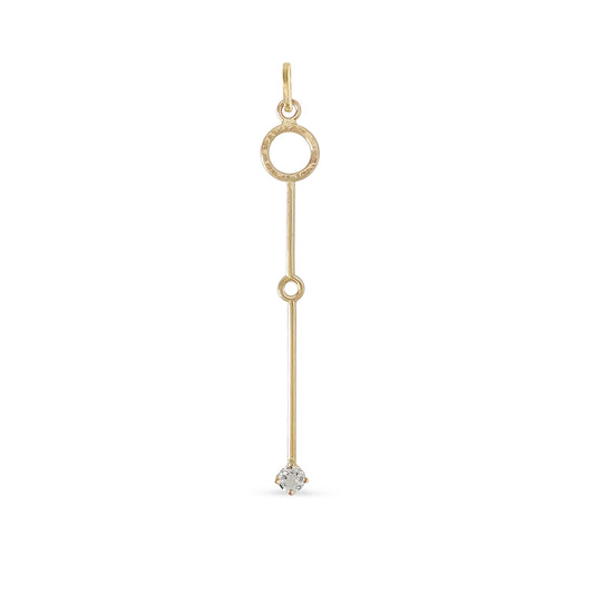 Elongated bar drop charm with moonstone in gold for necklace