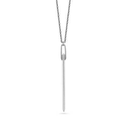 silver knife-edge bar pendant necklace