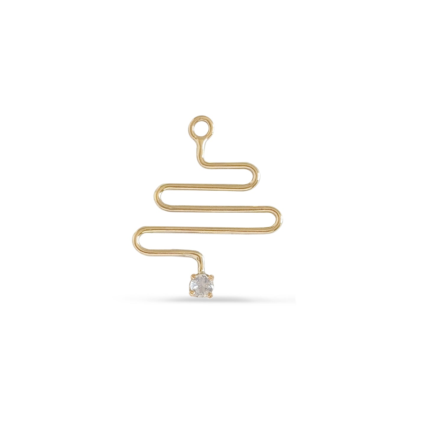 Loop step charm in 14K gold with faceted moonstone