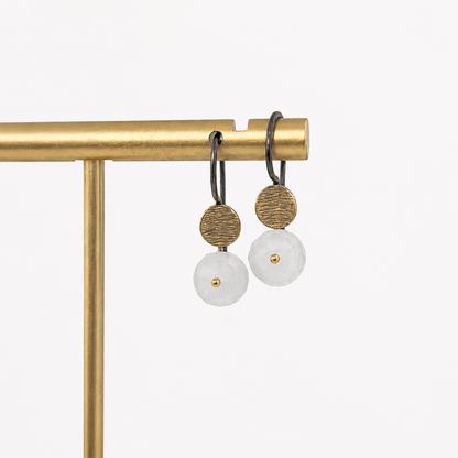 Gold and Silver Moonstone Earrings