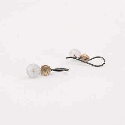 Gold and Silver Moonstone Earrings