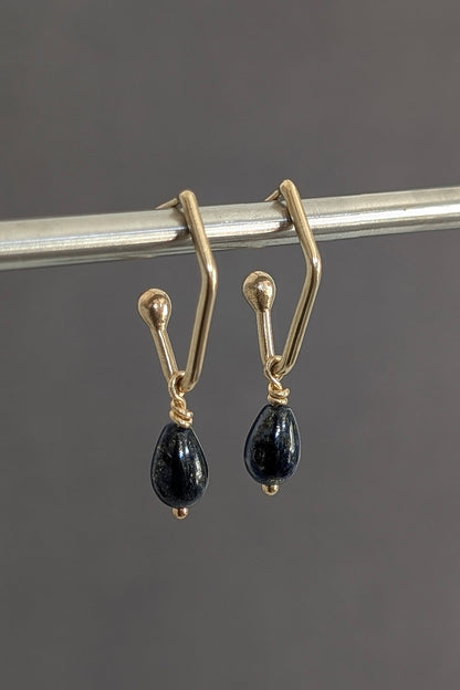 14K Chilean Lapis Drop Earrings