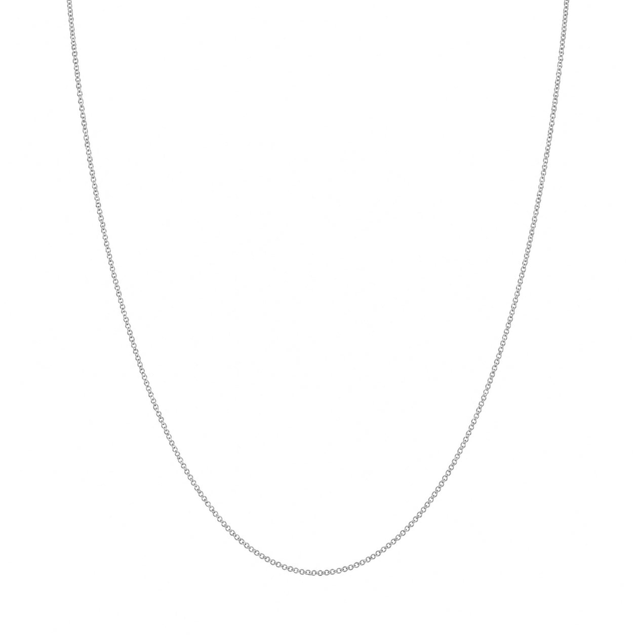 A delicate silver chain necklace shown against a plain white background.