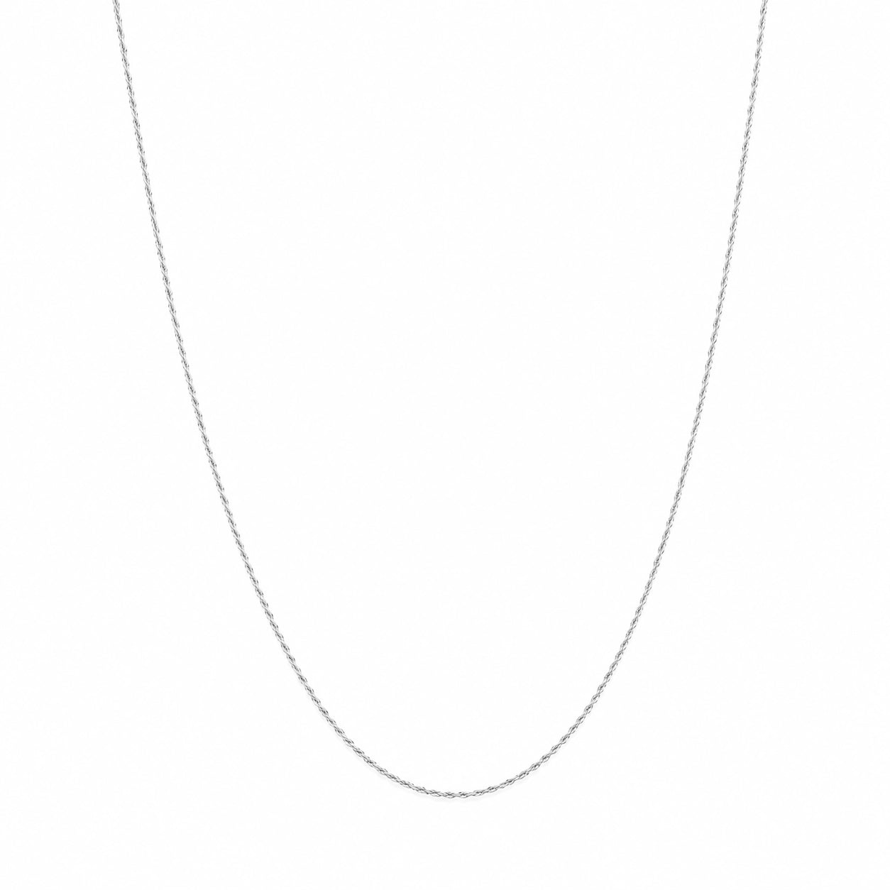 A delicate silver chain necklace shown against a plain white background.