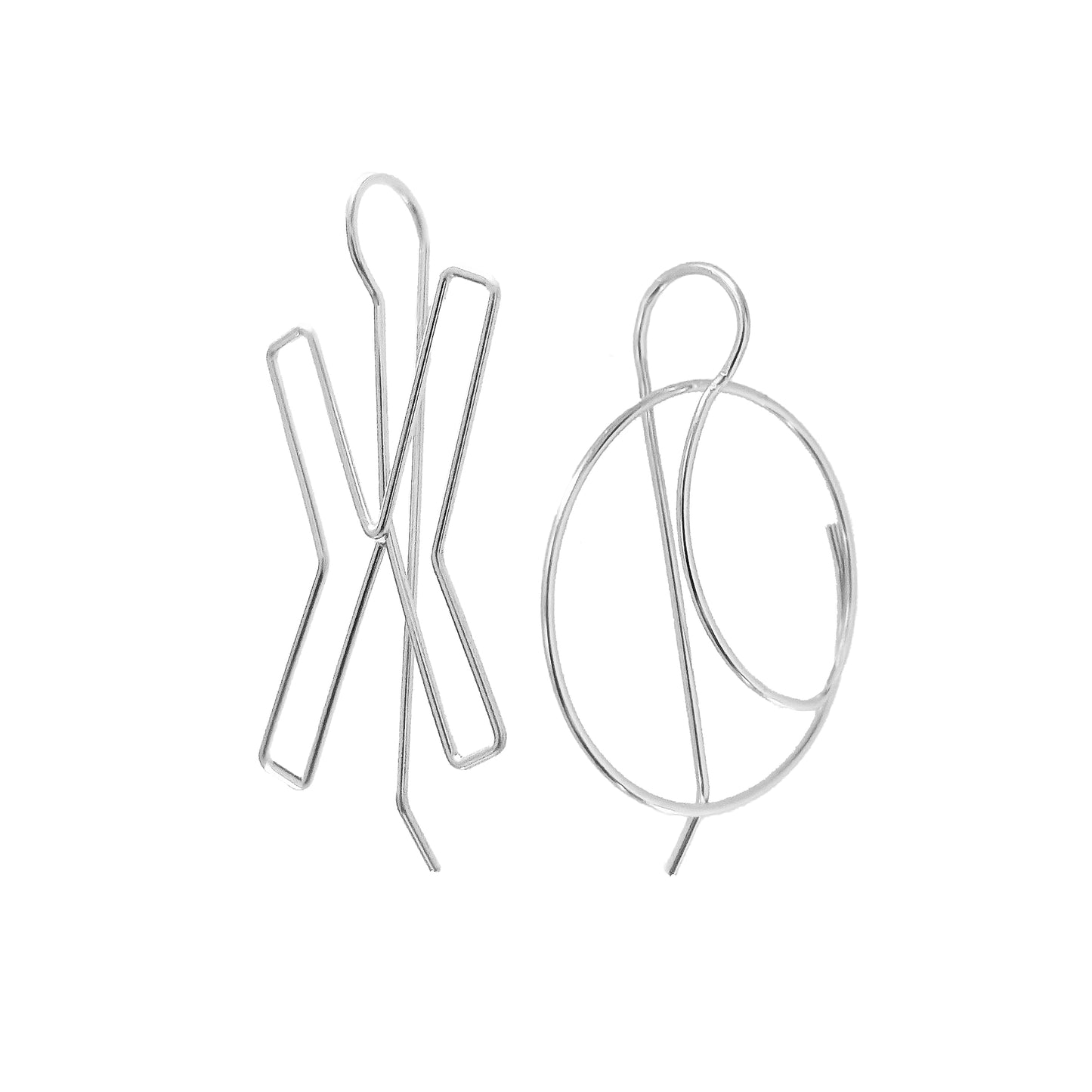 silver XO wire earrings