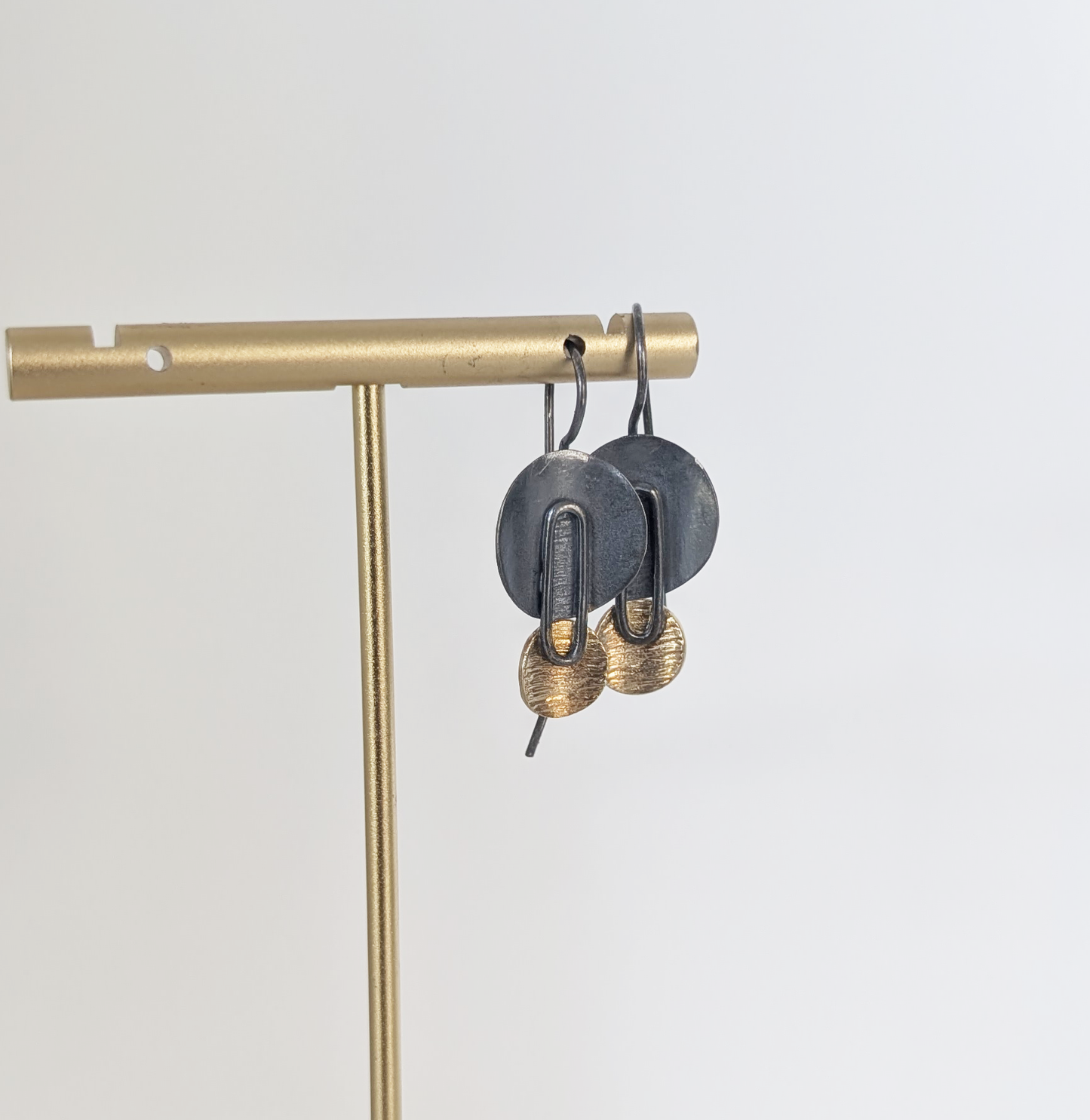 Silver and Gold Dual Circle Drop Earrings