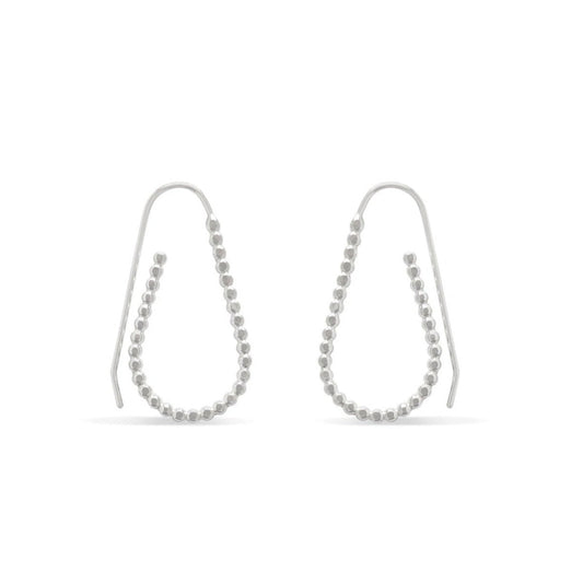 Silver beaded teardrop hoop earrings