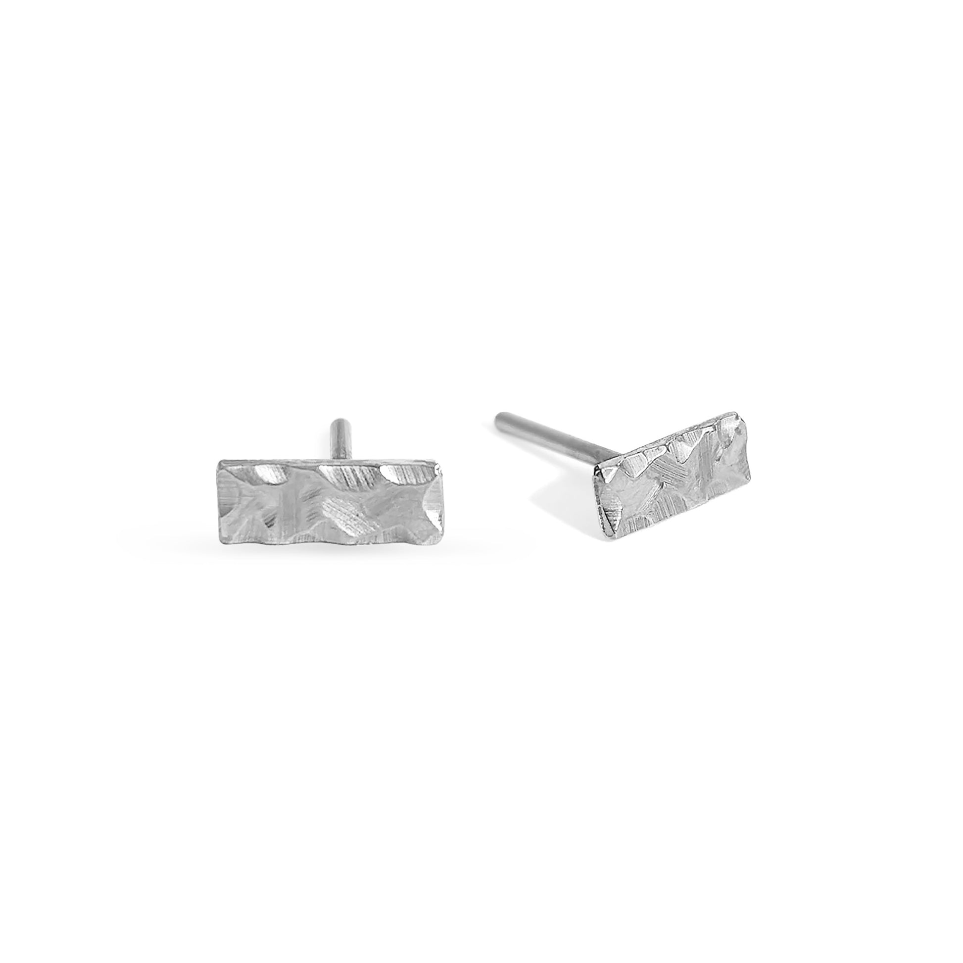 sterling silver textured bar studs