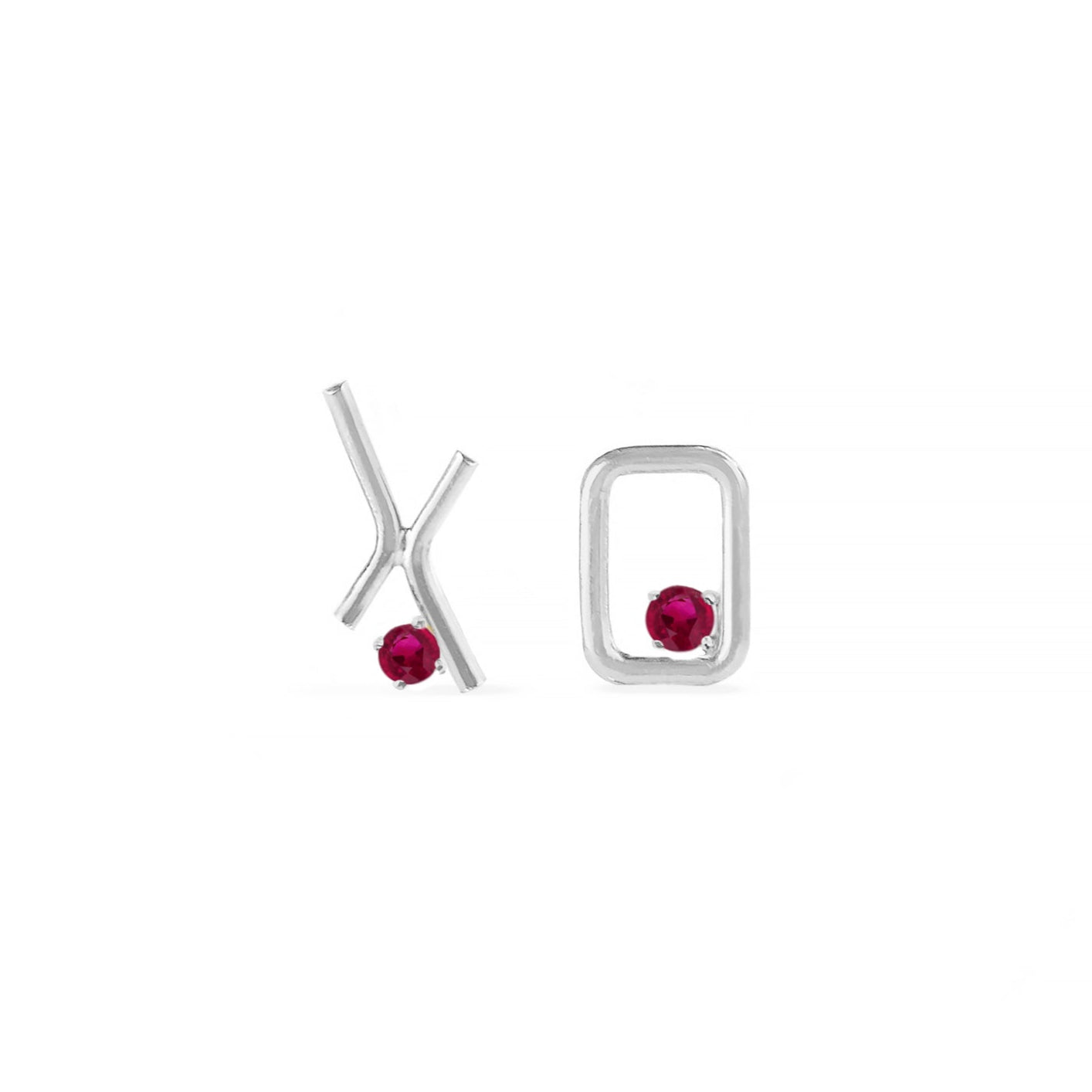 silver XO studs with garnet
