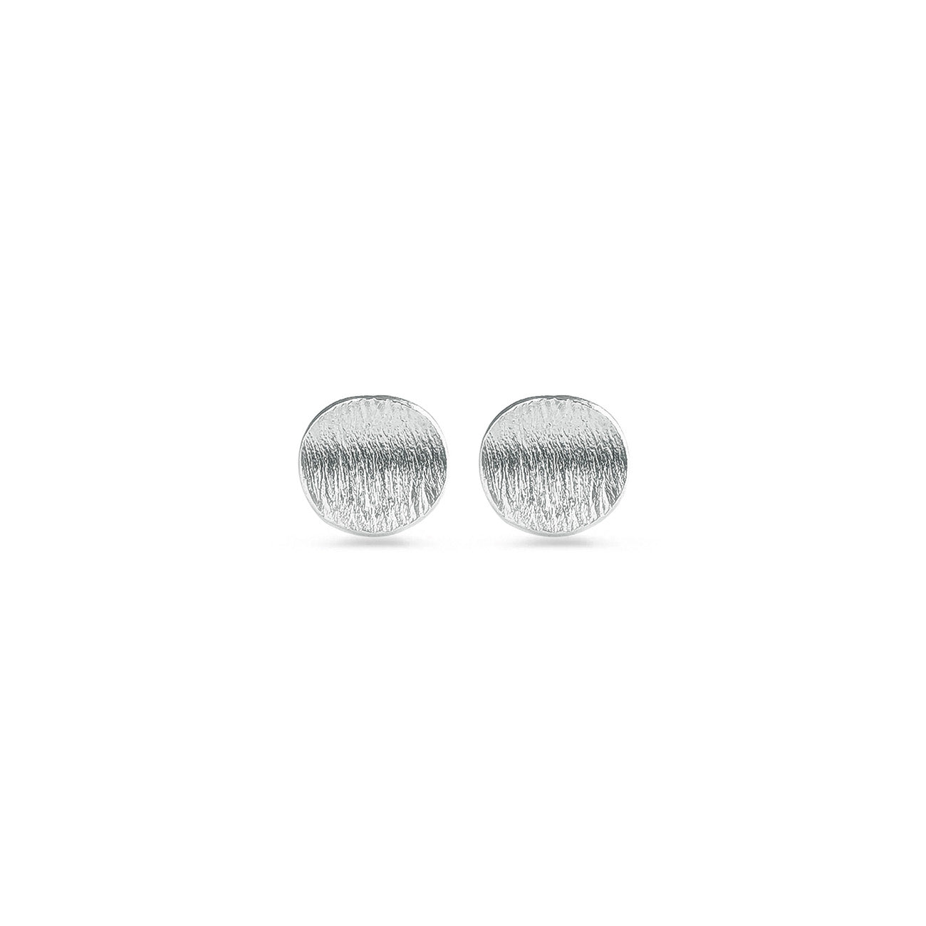 Pair of sterling silver stud earrings on a white background
