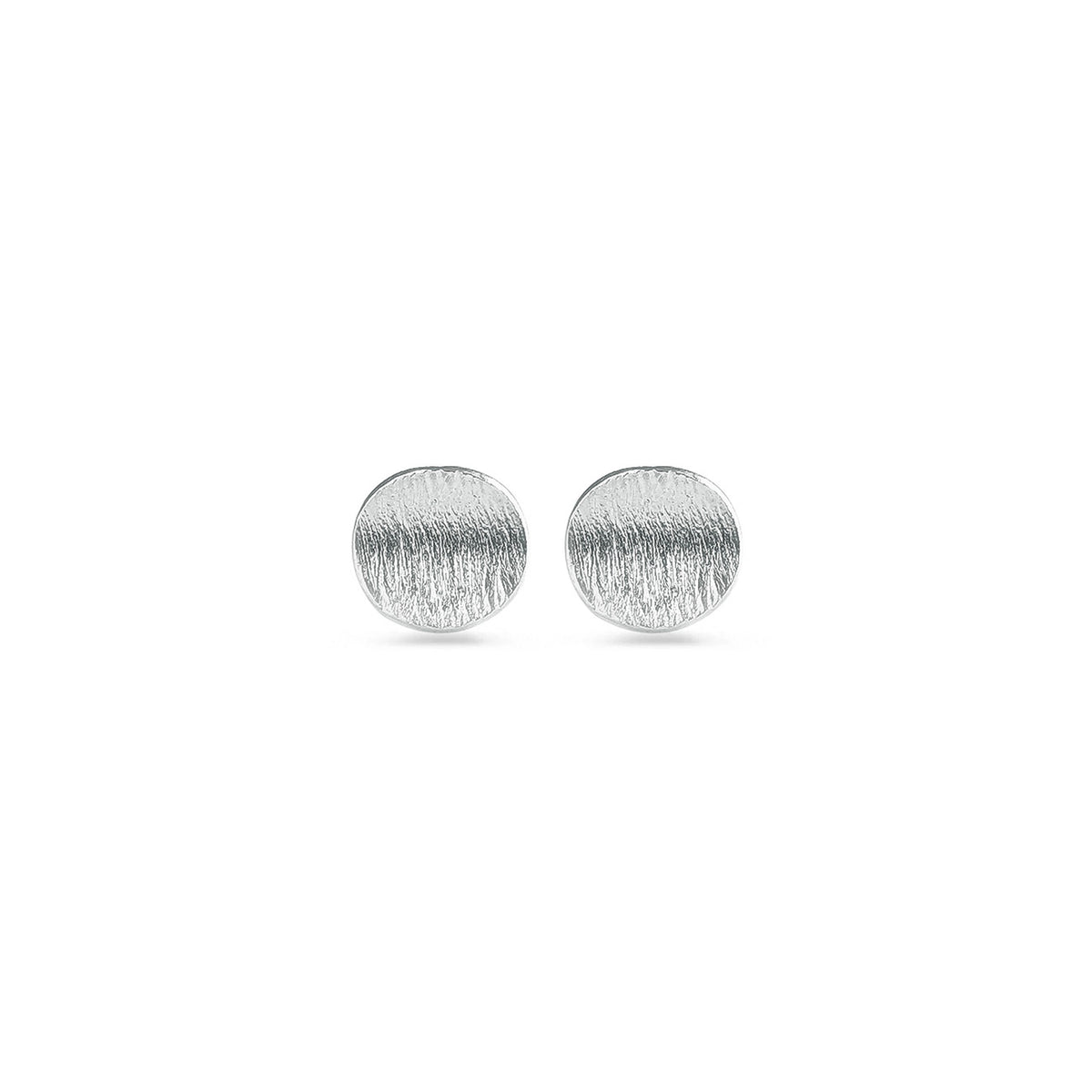 Pair of sterling silver stud earrings on a white background