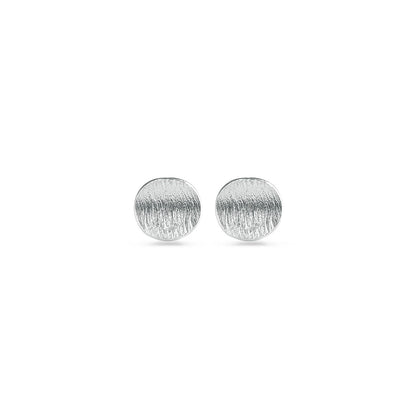 Pair of sterling silver stud earrings on a white background