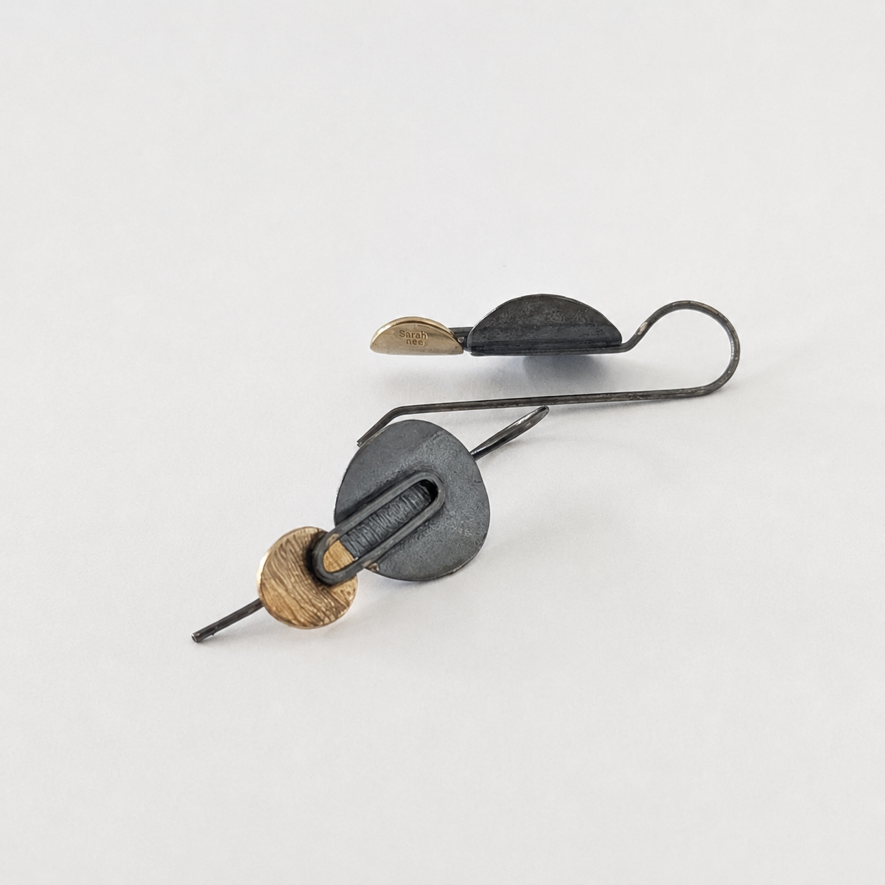 Silver and Gold Dual Circle Drop Earrings